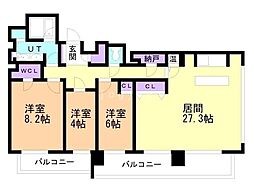 リビオ中島公園アルファタワー 3LDKの間取図画像