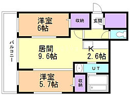 ASAHIYAMACITY.STELLA 2LDKの間取図画像