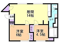 アイシステムビル 2LDKの間取図画像