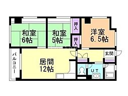 リベルティ山鼻 3LDKの間取図画像