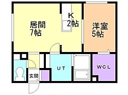 ブランシャール円山医大前 1LDKの間取図画像