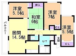 タウンシップ旭ケ丘 4LDKの間取図画像