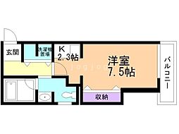 シティーコート北1条 1Kの間取図画像