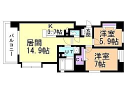 F141 2LDKの間取図画像
