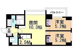 プライムアーバン北3条通 2LDKの間取図画像