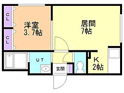 ジェンティーレS8 1LDKの間取図画像