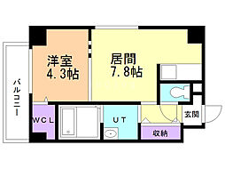 スペチアーレ大通 1DKの間取図画像