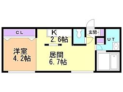 ラフィナート南16条 1LDKの間取図画像