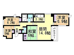リラハイツ山鼻 4LDKの間取図画像