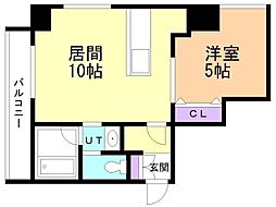 円山シャトー桂和医大前 1LDKの間取図画像
