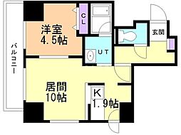 ラクラス円山公園 1LDKの間取図画像