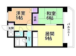ライオンズマンション円山公園 2LDKの間取図画像