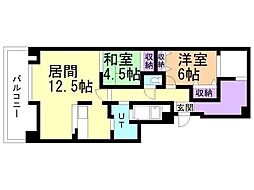 ダイアパレス北円山第3 2LDKの間取図画像