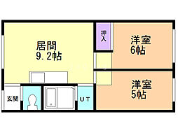 レジデンス北16 2LDKの間取図画像