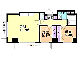 コンドー円山KIRARI 2LDKの間取図画像