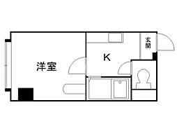 クロスコート 1Kの間取図画像