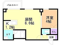 ロイヤルリバー 1LDKの間取図画像