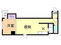 パークヒルズ中央411 1LDKの間取図画像