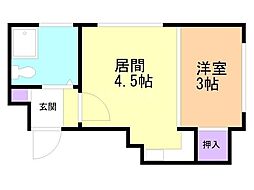 中央コーポ 1DKの間取図画像