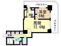 PRIMEURBAN札幌リバーフロント 1LDKの間取図画像