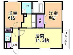 PRINTEMPS円山 2LDKの間取図画像