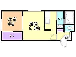 レユシールS8W8 1LDKの間取図画像