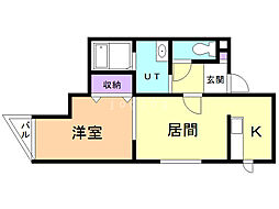 アルバローズ桑園 1LDKの間取図画像