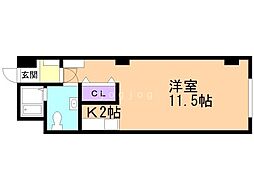 ロムペリィビル ワンルームの間取図画像