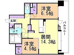 ダイアパレス大通公園エスト 2LDKの間取図画像
