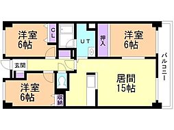 ヱムズ南6条 3LDKの間取図画像