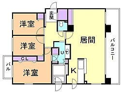 桂和レジデンス円山桜 3LDKの間取図画像