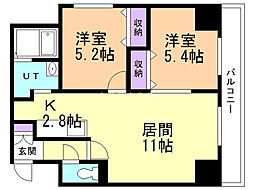 グランカーサ北3条 2LDKの間取図画像