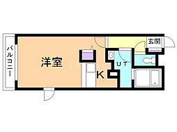 マリオン桑園 1Kの間取図画像