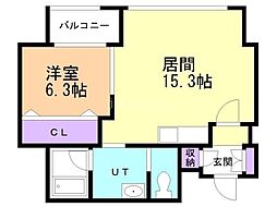 プレミアムガーデン北円山 1LDKの間取図画像