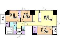 F022円山 3LDKの間取図画像