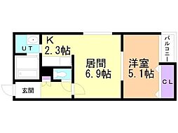 CROSSTIAS6W8 1LDKの間取図画像