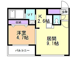 アジュールコートN5 1LDKの間取図画像