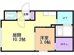 エゾンス西線9条 1LDKの間取図画像
