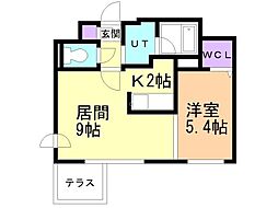 シェル山鼻 1LDKの間取図画像