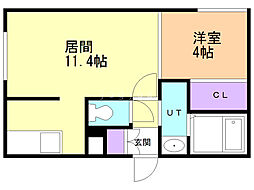 ルソレイユドゥマルヤマ 1LDKの間取図画像