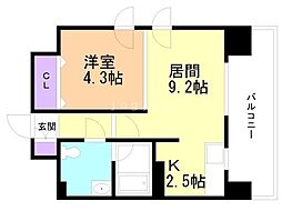 レオーネ中島公園 1LDKの間取図画像