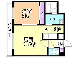 エスカーダ南8条 1LDKの間取図画像