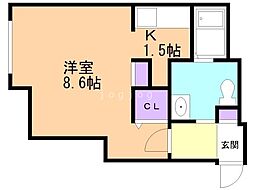 プレステージ札幌 1Kの間取図画像