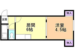 エイトアベニュー 1DKの間取図画像