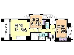 クレステージS6W12タワー 2LDKの間取図画像