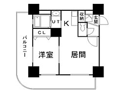 ティアラタワー中島倶楽部 1LDKの間取図画像