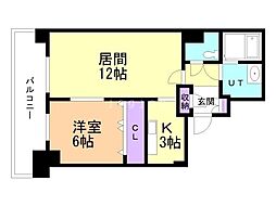 ティアラタワー中島倶楽部 1LDKの間取図画像