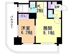 ティアラタワー中島倶楽部 1LDKの間取図画像