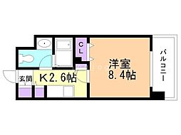 RESIDIAKITA-SANJO 1Kの間取図画像
