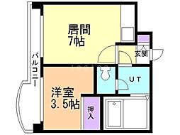 プレサント南9西12 1DKの間取図画像